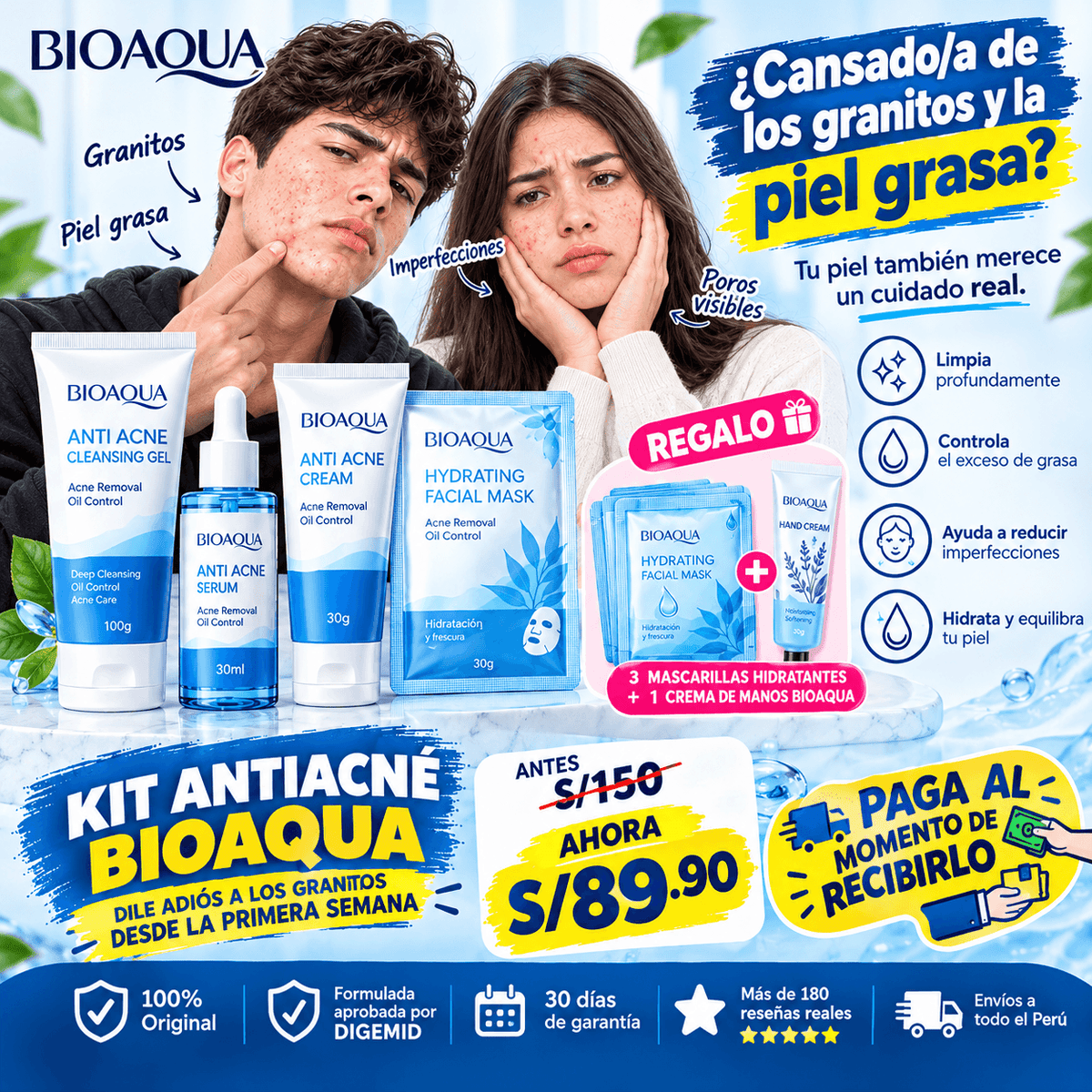 💎KIT ANTIACNÉ-BIOAQUA🔥Adios al ACNE desde la Primera semana🩵