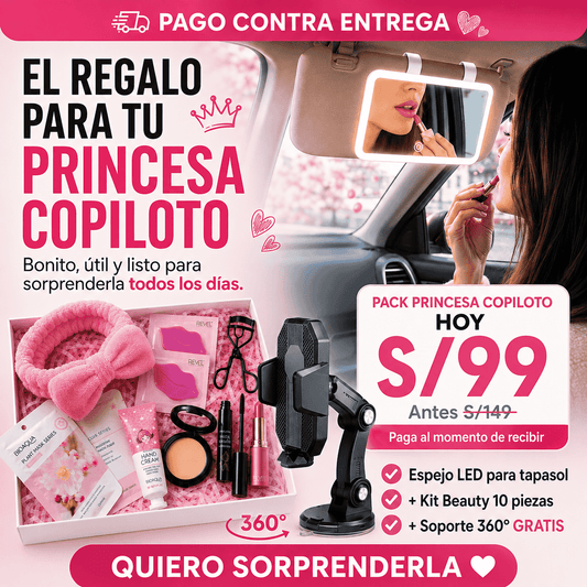 🎀✨ ESPEJO LED PARA AUTO + KIT DE LUJO 🚗💎 — ¡EL MEJOR REGALO PARA TU PRINCESA! 💝✨