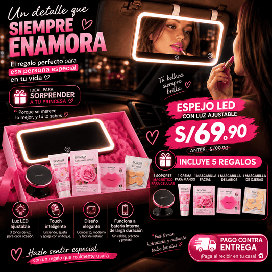 💎Espejo Led Para Auto Premium🚘✨- ¡El mejor regalo para tu princesa 👑